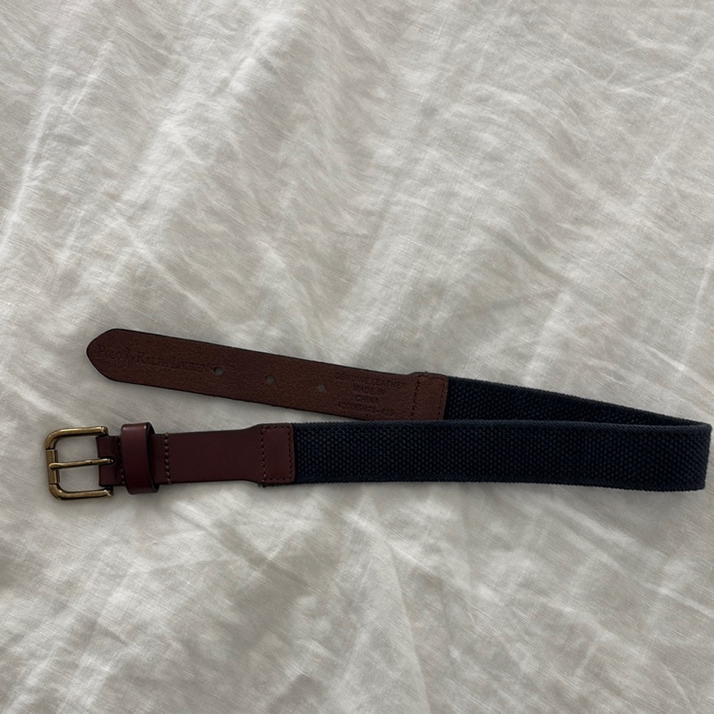 Kids Polo RL Navy  and Brown Web Belt